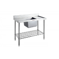 Simply Stainless SS05.7.1500.R Right hand bowl 1500mm w x 700mm d x 900mm h SINGLE SINK BENCH WITH SPLASHBACK